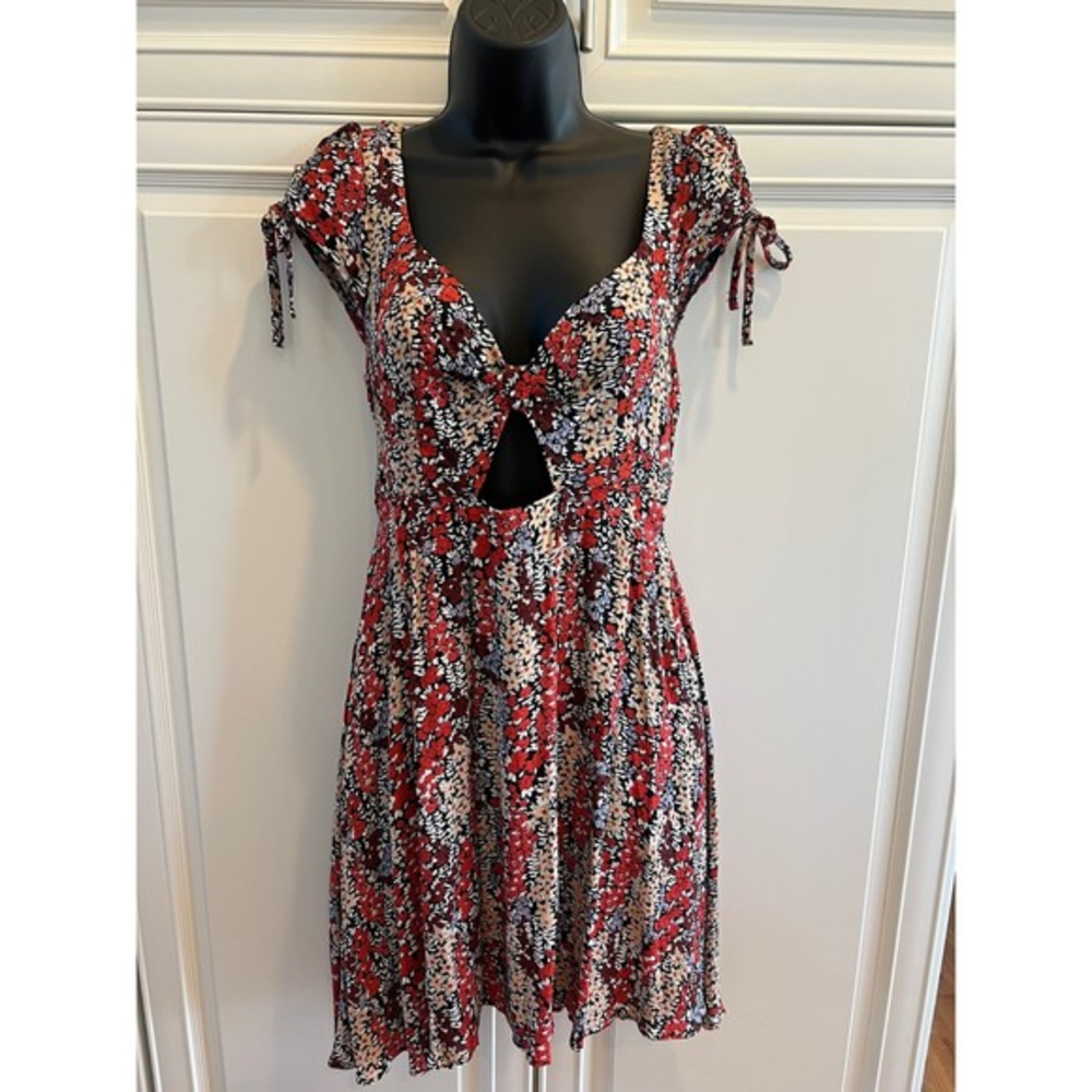 Free People Dress Floral Keyhole‎ Side Zip Mini Dress Size XS NWT
